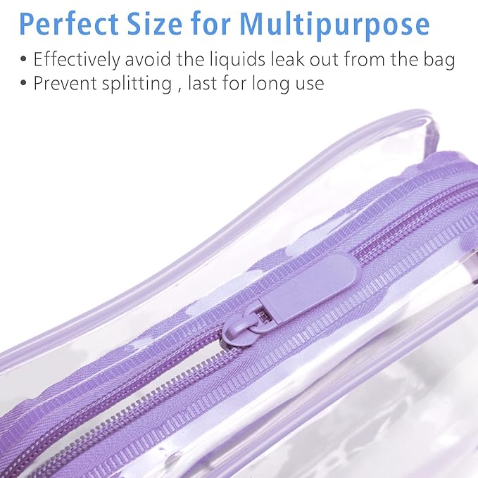 PACKISM Clear Toiletry Bag - 3 Pack Quart Size TSA Approved Toiletry Bag, Travel Makeup Cosmetic Bag for Women Men, Carry on Airport Airline Compliant Bag, Purple