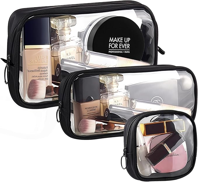 Clear Makeup Bags with Zipper, TSA Approved Travel Toiletry Bag,Clear Cosmetic Bag, Waterproof Make Up Bag for Women, Car Bag Organizer & Car Organization Essentials