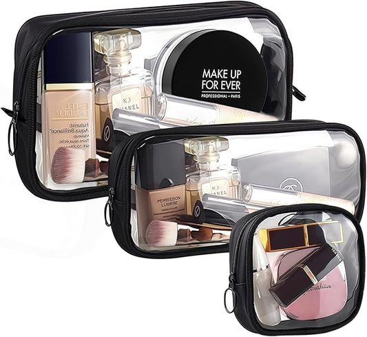 Clear Makeup Bags with Zipper, TSA Approved Travel Toiletry Bag,Clear Cosmetic Bag, Waterproof Make Up Bag for Women, Car Bag Organizer & Car Organization Essentials