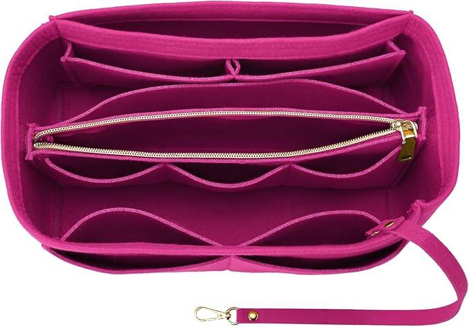 OPPOSHE Purse Organizer Insert for Handbags, Softened Felt Bag Insert Organizer for Tote, Compatible with LV, Coach, MK, Kate Spade, Goyard, Longchamp (Rosy, Medium)