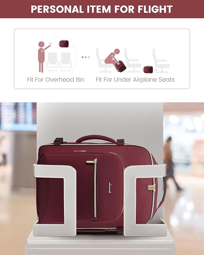 LOVEVOOK Travel Backpack for Women & Men 40L,Airline Approved Carry On Backpack Travel Essentials,TSA Carry on Luggage,Waterproof Personal Item Travel Bag,Suitcase with 3 Packing Cubes,Wine red-Black