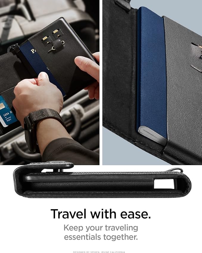 Spigen Life for Passport Card Cover Holder with RFID Blocking Technology Wallet Travel Documents Organizer Protector Accessories, SIM Card Pin Included