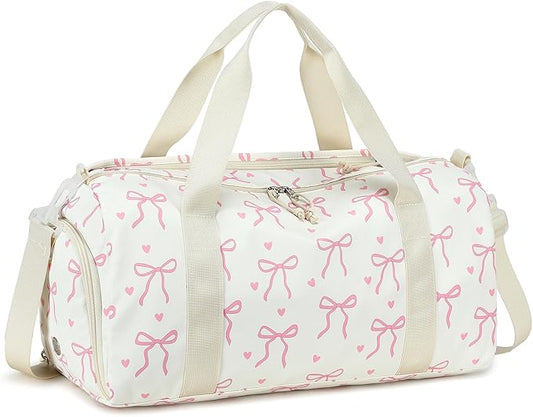 LOIDOU Kids Duffle Bag for Girls, Lightweight Girls Overnight & Weekender Travel Bag with Shoe Compartment and Wet Pocket, Cute Duffel Bags for Toddler Dance, Kids Sleepovers, Gym & Weekend Trips