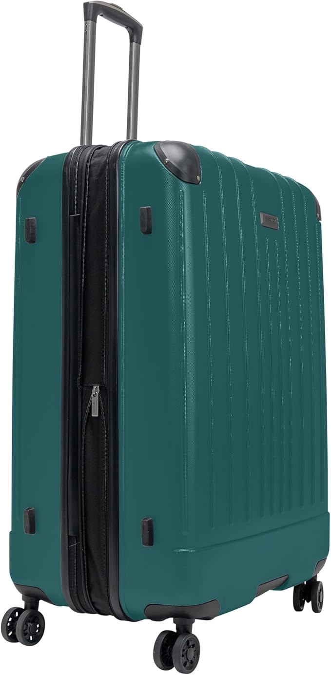 Flying Axis Collection Lightweight Hardside Expandable 8-Wheel Spinner Luggage, Midnight Turquoise, 28-Inch Checked
