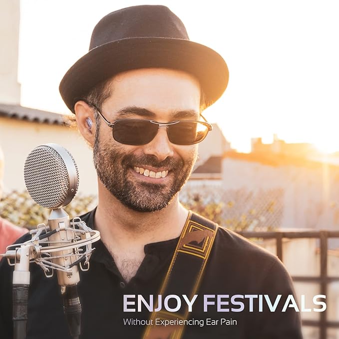 High Fidelity Concert Earplugs, Reusable Musicians Ear Plugs, 24dB Advanced Filter Technology Ear Protection for Music Festivals, DJs, Musicians