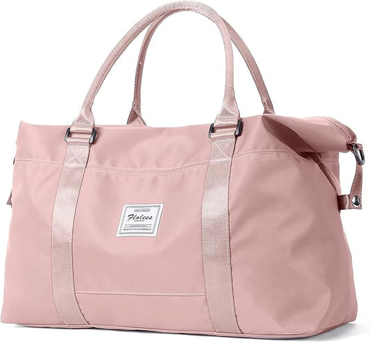 Pink Gym Bag with Wet Pocket, Foldable Travel Duffle Bag Carry On Weekender Bags for Women, Waterproof Overnight Bag for Travel, Gym, Yoga