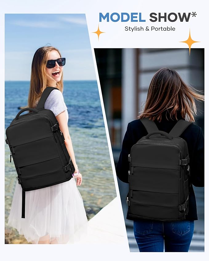 coofay Travel Backpack For Women Men Airline Approved Carry On Backpack Flight Approved Waterproof Sports Luggage Backpack Casual Daypack Small Hiking Backpacks Black Backpacks