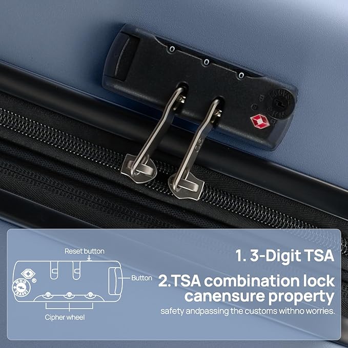 NINETYGO Large Checked Luggage 28 Inch, Checking In Luggage with Smooth Double Spinner Wheels, Hard Shell PC+ABS Suitcase, Lightweight Travel Luggage, TSA Approved (Blue, Andes)
