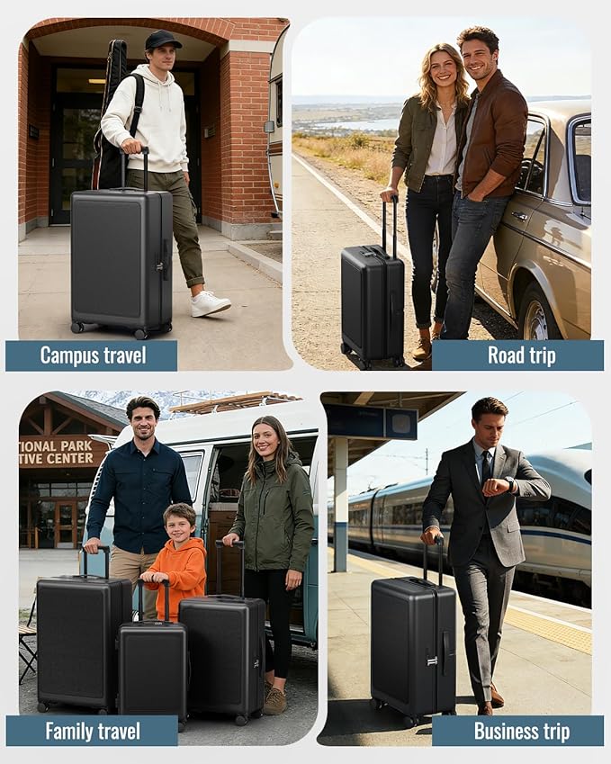 Joyway Luggage Sets 3 Piece with Spinner Wheels, Carry On Luggage 20In with ABS+PC Hardshell, Lightweight Suitcase Set with TSA Lock and Pressure-resistant Frame, 20/24/28 Inch, Black