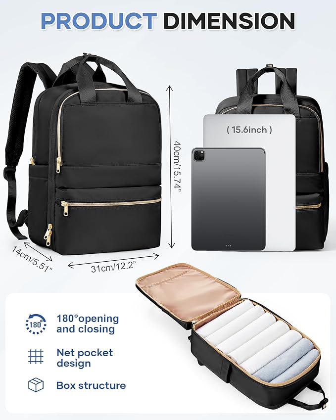 wepadre Small Travel Backpack Carry on Flight Approved Personal Item Travel Bag Carry on Backpack for Women Work Laptop Backpack for Traveling Carry on Luggage Mochila De Viaje