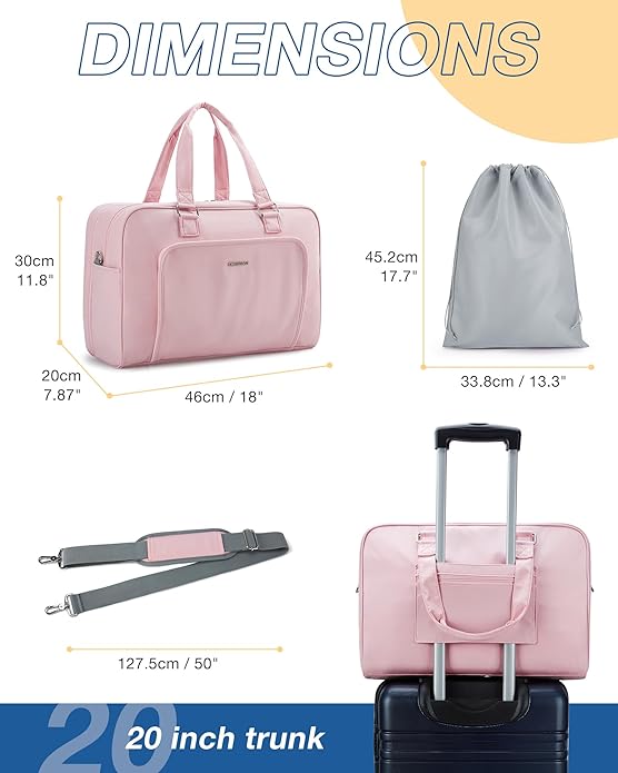 BAGSMART Weekender Bags for Women, Travel Duffle Overnight Bag Personal Item Bag with Shoe Bag for Travel Essentials