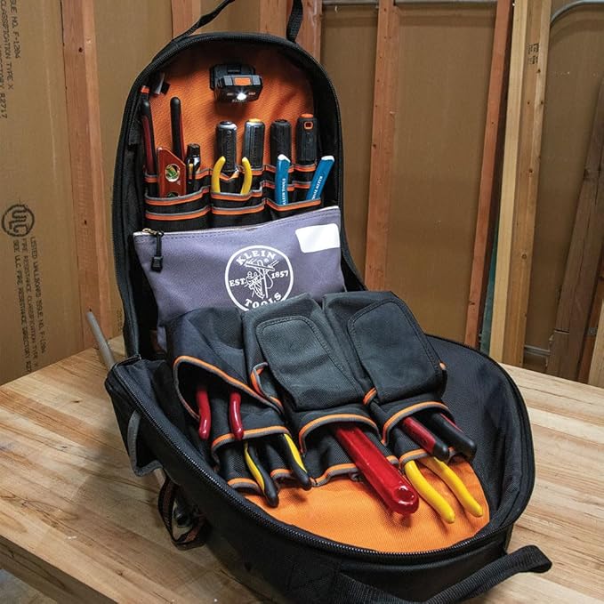 Klein Tools 55578 Zipper Bag with Divider, No. 10 Canvas, 7-Inch x 12-1/2-Inch Heavy Duty Tool Bag Organizer, Multipurpose for Tools to Crafts