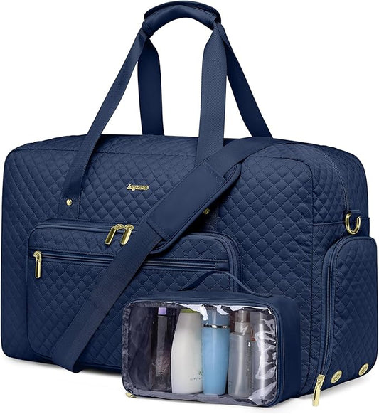 Large Weekender Travel Duffle Bag - With Shoe Compartment Weekender Bags for Womens Carry on Overnight Bag with Toiletry Bag Gym Duffel Bags with Wet Pocket Hospital Bags for Women Labor and Delivery
