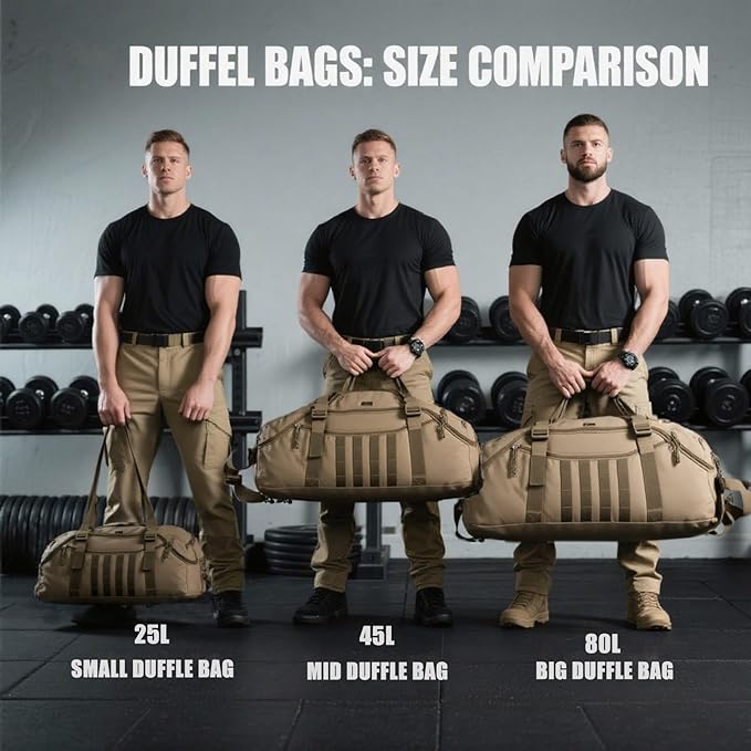 Travel Duffle Bag Backpack for Men - Large Tactical Bags Weekender Gym Bag for Overnight Traveling Military Workout Deployment Sports (Coyote, 45L)