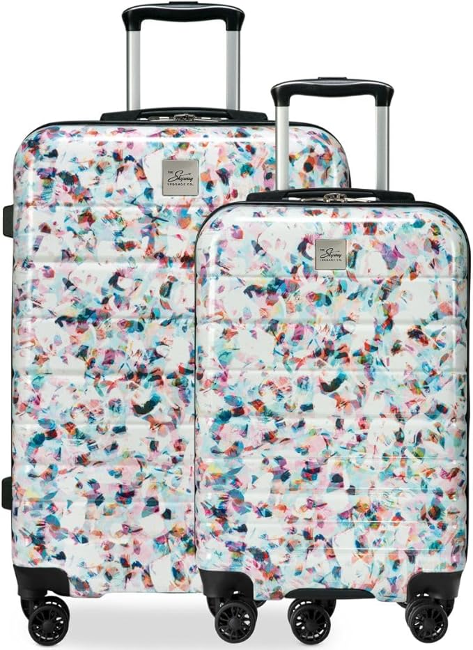 Skyway Epic 2.0 Hardside Lightweight and Durable ABS Shell Luggage, Spacious with 8-Wheel Spinners, Comfort Grip with Telescoping Handle, Men and Women, Confetti, 2-Piece Set (20,24)