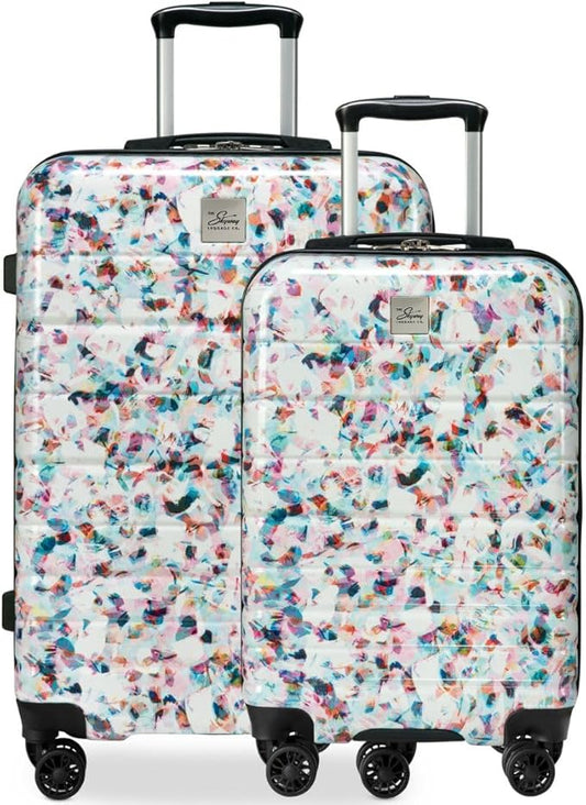 Skyway Epic 2.0 Hardside Lightweight and Durable ABS Shell Luggage, Spacious with 8-Wheel Spinners, Comfort Grip with Telescoping Handle, Men and Women, Confetti, 2-Piece Set (20,24)