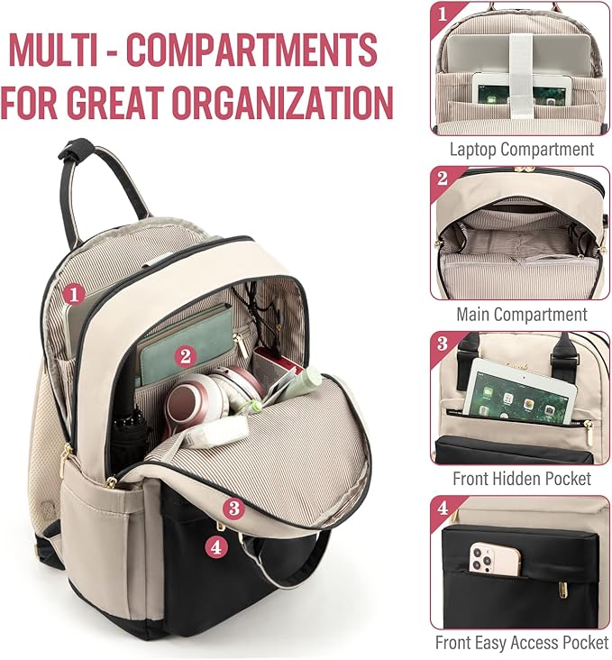 LOVEVOOK Laptop Backpack for Women Men 15.6 Inch Laptop Bag with USB Port Fashion Waterproof Backpacks Teacher Nurse Stylish Travel Bags Vintage Daypacks Bookbag for College School Work