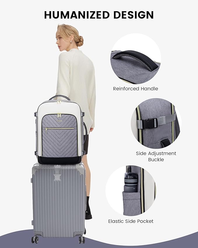 LOVEVOOK Large Travel Backpack for Women, 50L Carry on Backpack Airplane Approved, TSA Personal Item Travel Bag for Women fits 18" Laptop, Waterproof Carry on Bags for airplanes with 3 Packing Cubes