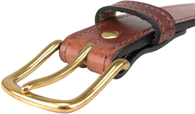 Hidden Money Pocket Travel Leather Belt (Size 44, Brown)