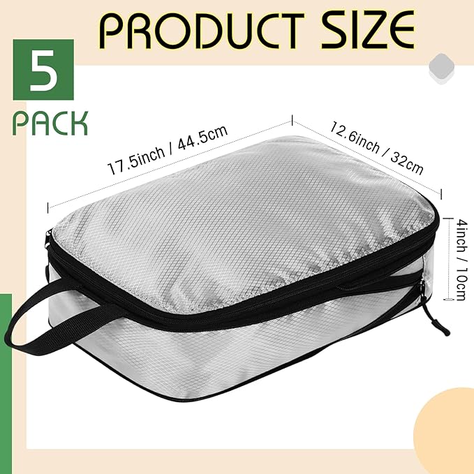 5 Pack Compression Packing Cubes for Travel Space Saving Cubes Luggage Organizer for Suitcase(Gray,L)