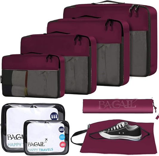 BAGAIL 8 Set/9 Set Packing Cubes Luggage Packing Organizer for Travel, Suitcase Packing Bags for Travel Accessories