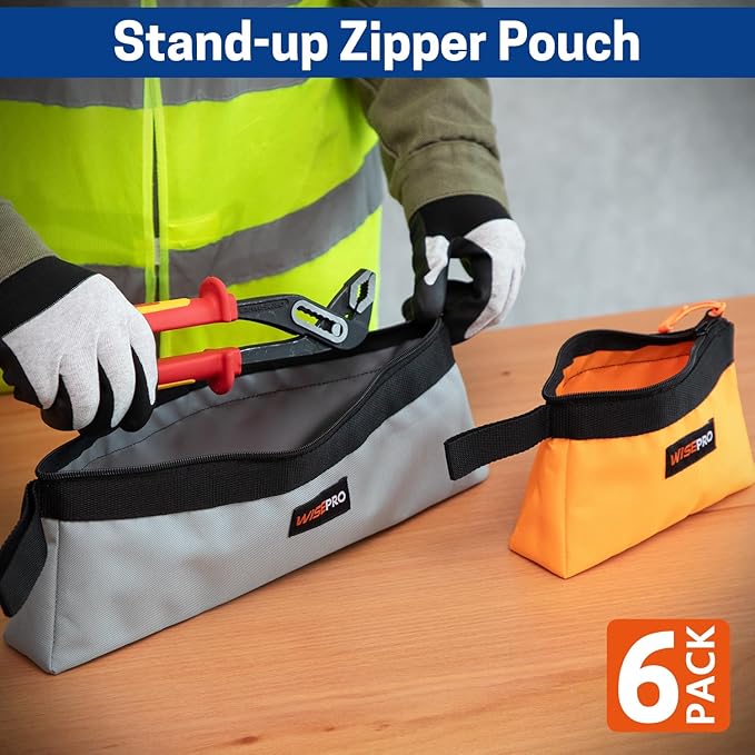 Zipper Tool Pouches, Multi-Purpose Utility Tool Bags Organizer for Small Hand Tools, Screws, Nails, Hardware, Pliers & Wrenches, Storage Pouch Set for Electricians, Plumbers, HVAC & Mechanics