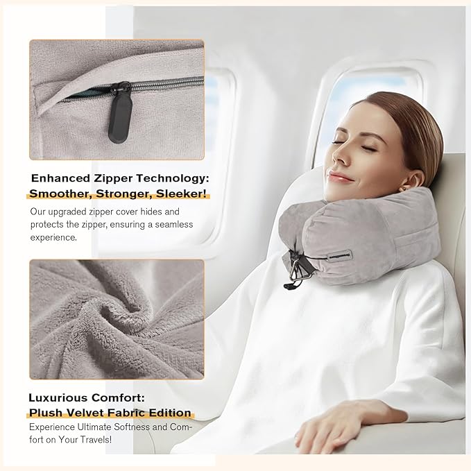 DreamShore Travel Pillow for Extra Luggage: Stuffable Neck Pillow with Adjustable Neck Size | Fits 3+ Days of Travel Essentials | Transformable Carry-On Solution | Soft Velvet Cover | No Filler