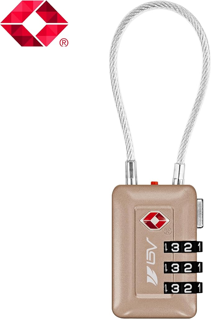 TSA Accepted Luggage Travel Lock, Set-Your-Own Combination Lock for School Gym Locker, Luggage Suitcase Baggage Locks, Filing Cabinets, Toolbox, Case (Titanium, 1 Pack)