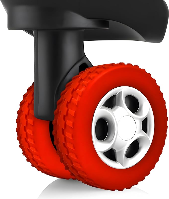 (8 Pack) Silicone Luggage Wheel Covers for 8-Spinner Wheel Suitcases, Mute & Shock Absorption Protector, Wear-Resistant & Noise-Reducing, Perfect for Travel (Red)