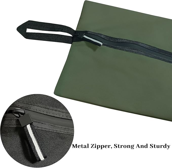 Travel Shoe Organizer with Zipper Closure, 2pcs Portable Packing Storage Organizer with Handle Design for Travel/Gym/Dance Essentials, Gifts for Men and Women (Dark Green, 2-Pack)