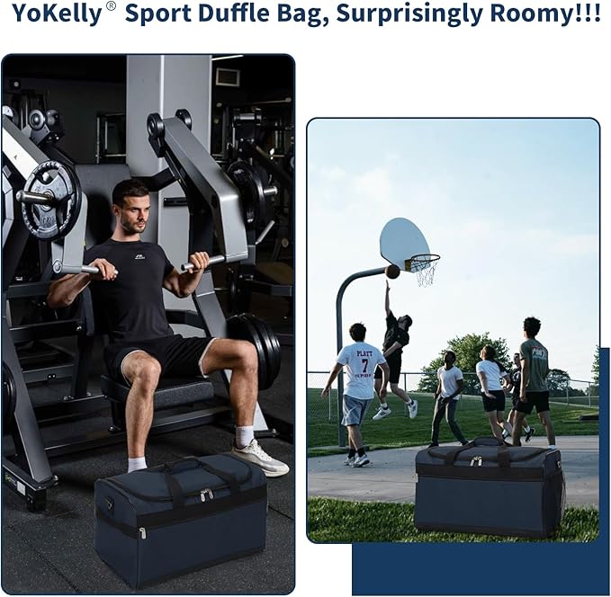 Gym Bag 20 inch Sport Duffle Bag for Men - 40L Weekender Duffel Bag for Travel - Navy Blue