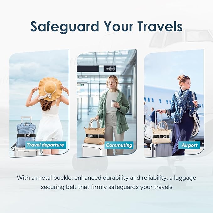 Travel Inspira Travel Belt for Luggage - Stylish & Easy-to-Use Elastic Strap for Suitcases & Carry-On Bags, Adjustable for Secure Travel