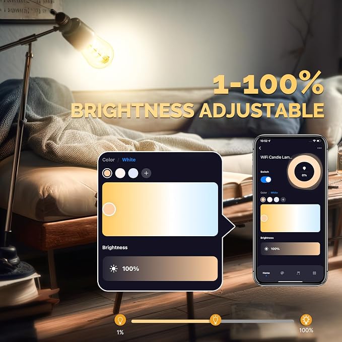 MOES Smart Edison Light Bulb, ST64 WiFi LED Color Changing Dimmable, 2 Pack | RGB plus 2700K-6500K tunable white, 5W 470lm 40W equivalent, 2.4GHz WiFi only, Smart Life Tuya app, Alexa and Google Home