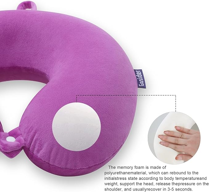 Travel Pillow Comfortable Neck Pillow U Shape Memory Foam Support Neck and Head Portable Travel Neck Pillow Suitable for Airplane, Trains, Self-Driving Cars