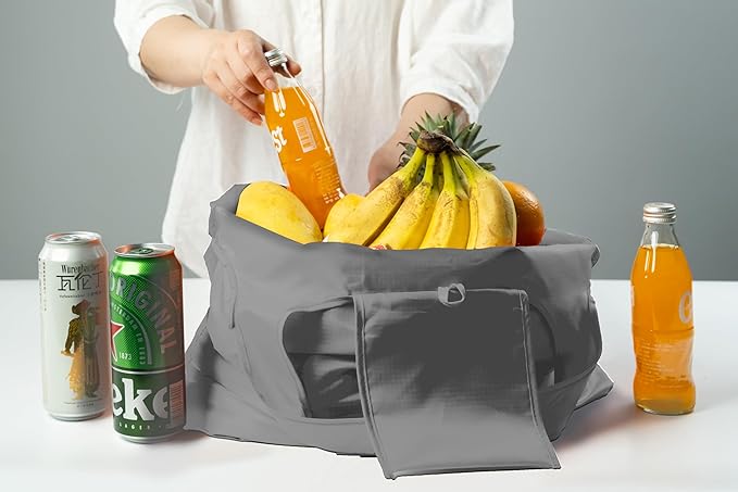 Foldable Reusable Grocery Bags – Heavy Duty 6 Pack with Handles | XL Tote for Women & Men, Market, Travel, Storage