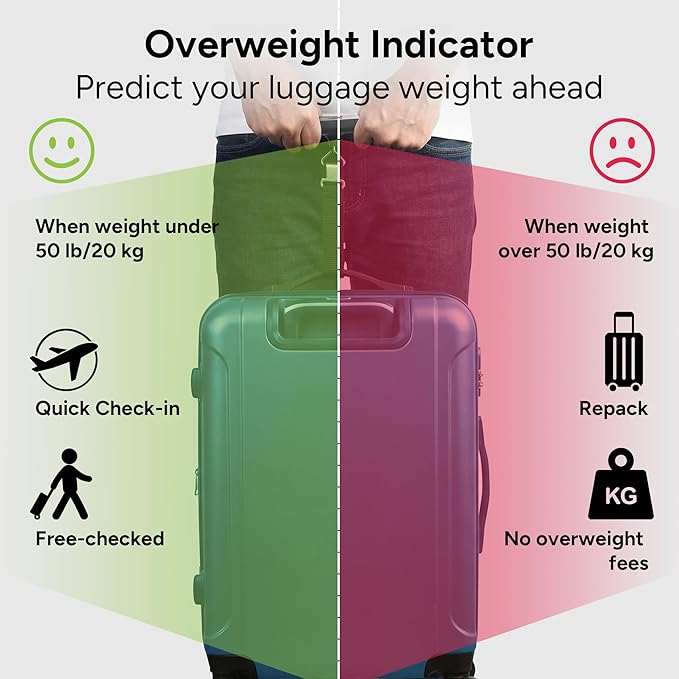 travel inspira Luggage Scale, Portable Digital Hanging Baggage Scale for Travel, Suitcase Weight Scale with Rubber Paint, 110 Pounds, Battery Included