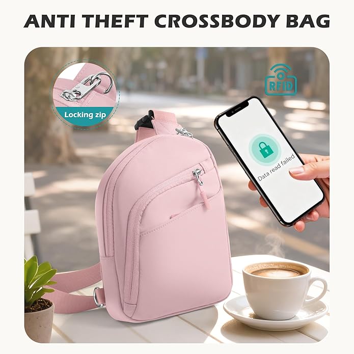 TOPEAST Anti Theft Crossbody Bags for Women Men, Small Sling Crossbody Bag Travel Purse Shoulder Wallet with RFID Blocking