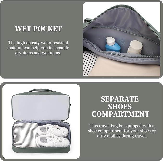 Weekender Bags for Women,Personal Item Travel Bag with Shoes Compartment,Overnight Travel Duffel Bag with Toiletry Bag,Medium