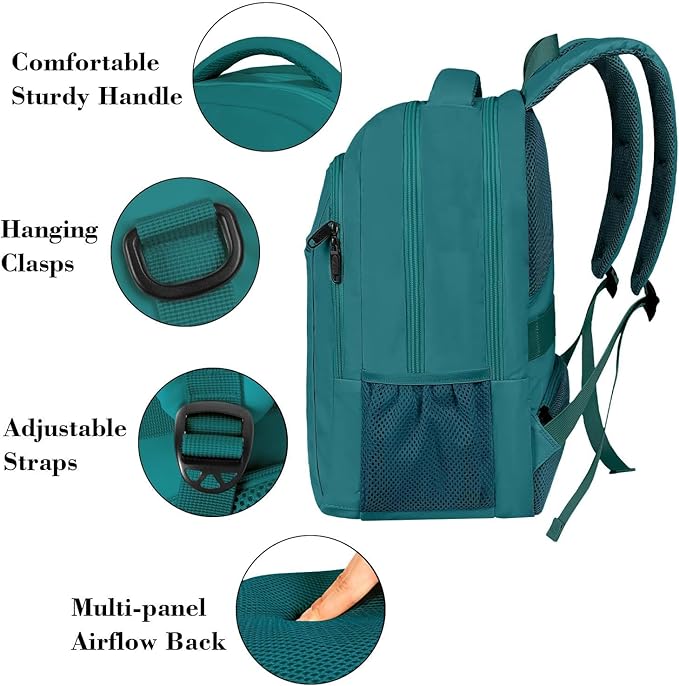 MATEIN Slim Laptop Backpack, Anti Theft 15.6 inch Computer Travel Backpack for Work Underseat Personal Item, Sturdy Water Resistant Daily Rucksack Bag Gifts for Men & Women, Peacock Blue