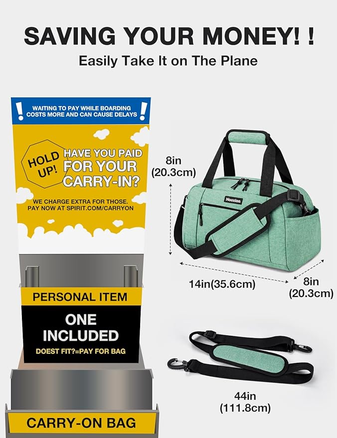 Noozion 14 inch Small Gym Bag for Women & Men, Lightweight Carry On Mini Duffle Bag with Multiple Pockets, Sports Bag for Travel and Workout.