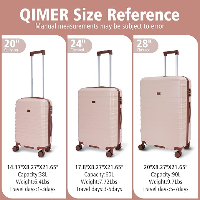 20 Inch Carry on Luggage 22x14x9 Airline Approved Pink PC Hardside Double Spinner Wheels Lightweight Suitcase TSA Lock Travel for Men and Women
