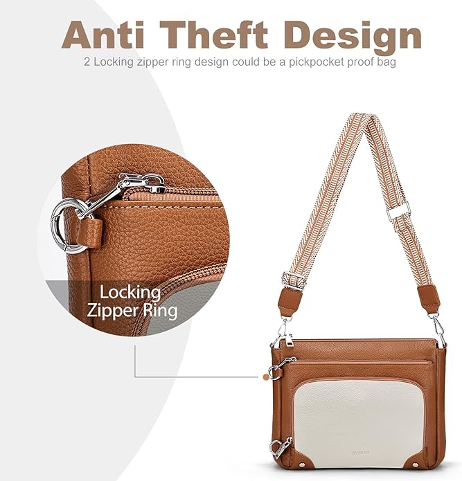 SYTRAH Anti-Theft Crossbody Purse for Women, Crossbody Shoulder Bag with Built-in Wallet & RFID Blocking for Travel Workout