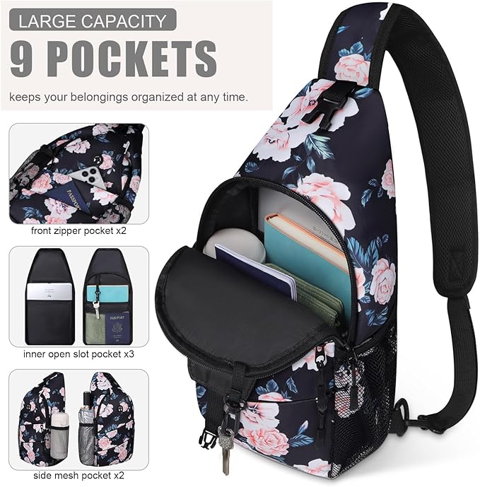 Crossbody Bags for Women Men Trendy Sling Bag Backpack Casual Chest Bag with Convertible Shoulder Strap
