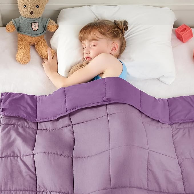 yescool Purple Weighted Blanket 3 Pounds Cooling Weighted Lap Blanket, Heavy Blanket for Sleeping, Weighted Throw Blanket Gifts for 20-40lbs, 36"x48"