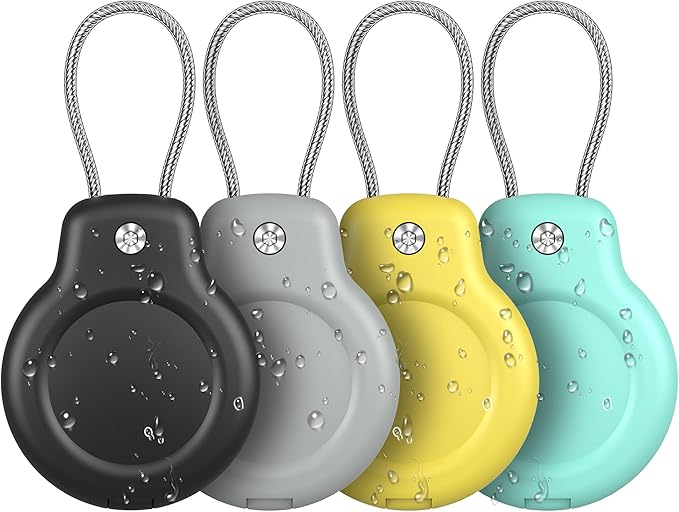 SPGUARD for AirTag Holder Case with Keychain 1st/2nd Air Tags-4 Pack for Apple Air Tag Holder with Wire Cable Lock Key Ring Chain Air Tagholder Accessories for GPS Item Tracker Kids,Keys,Luggage