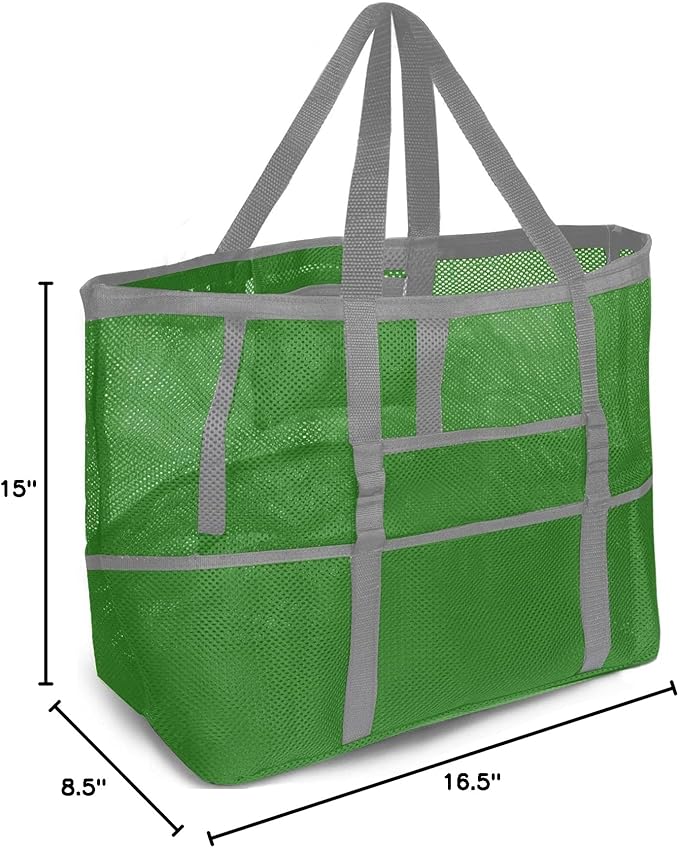 SRISE Mesh Beach Bag - Large Beach Tote Bag for Family Beach Bag for Toys & Vacation Essentials