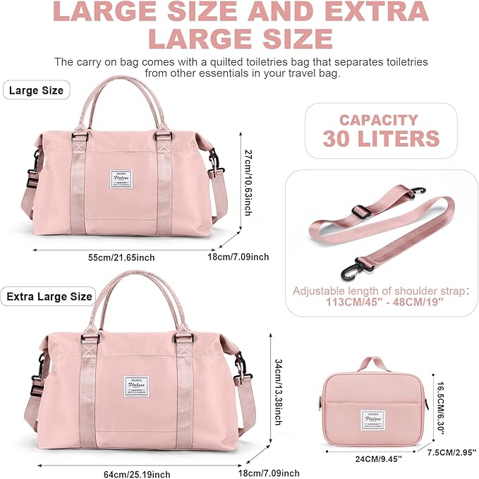 HYC00 Travel Duffel Bag,Carry-on Overnight Weekender Bags for Women,Sports Tote Gym Bag with Wet Pocket