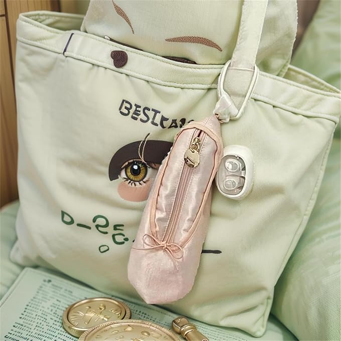 Ballet Dance Shoe Makeup Bag For Little Girls, Ballerina Slipper Makeup Pouch Bag, Ballet Pointe Shoes Gifts (Pink-BT1)