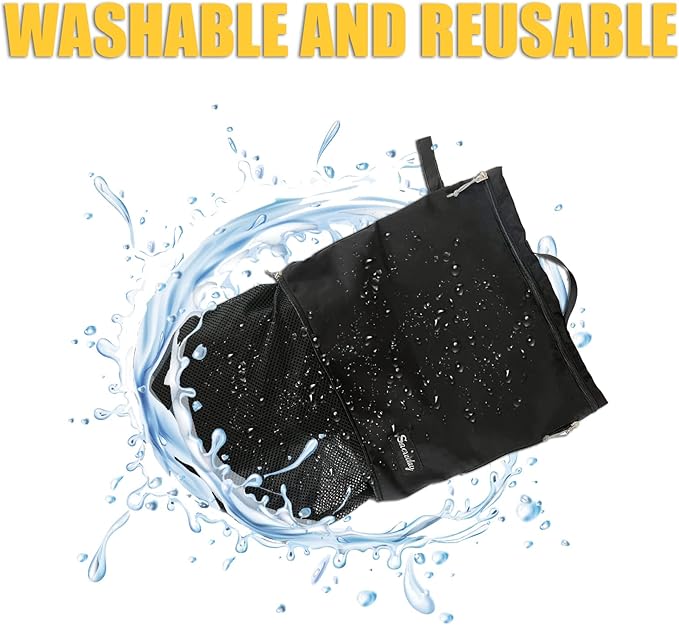 Dirty Laundry Bag for Traveling-Mesh Laundry Bags XL Travel Gym Healthcare Workers Laundry Sports Fitness Swimwear Camping Portable Wash Bag XL (Black)