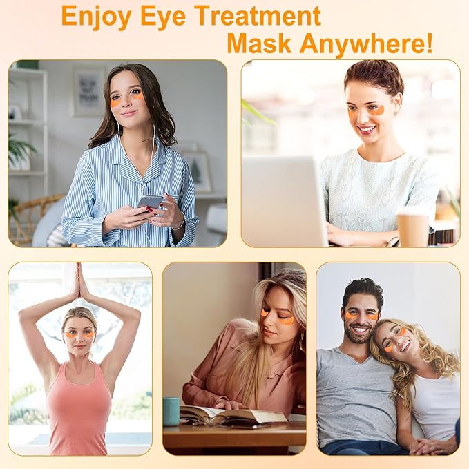 LAVONE Eye Mask - 30 Pairs Vitamin C Under Eye Patches Skin Care Products - Eye Masks Skincare for Dark Circles and Puffiness, Reduce Wrinkles, Eye Bags and Fine Lines, for Women and Man - Orange